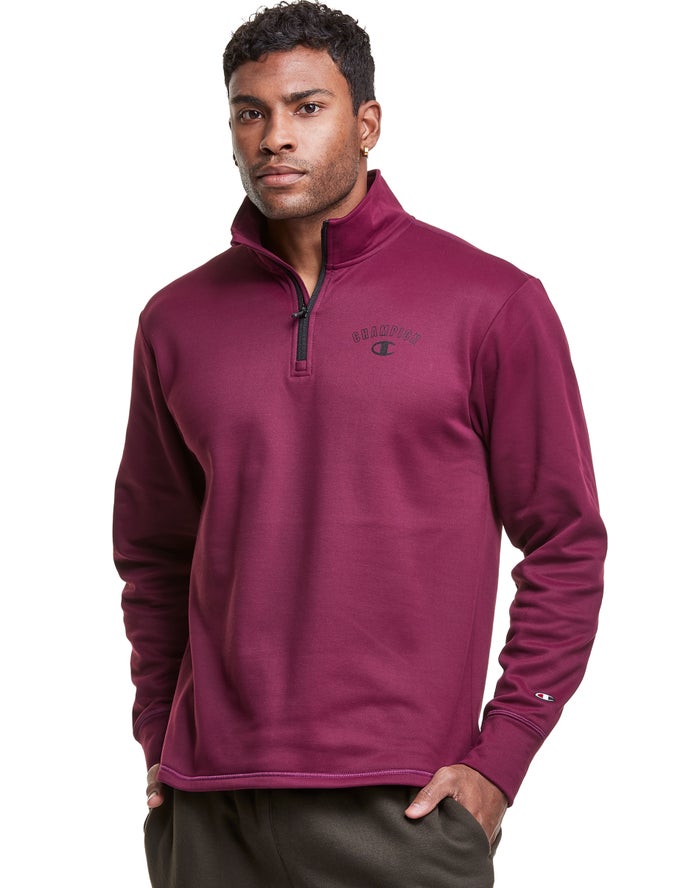 Champion Game Day 1/4 Zip Block Arch Logo Purple Sweatshirt Mens - South Africa KUOAQI415